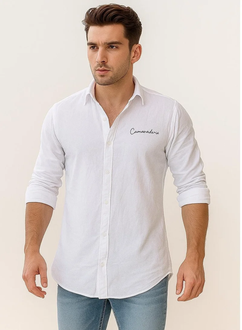 Thugfit PREMIUM LINEN SHIRT PACK OF 2 WHITE + BLUE