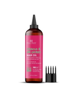 Botanic Hearth Botanic Hearth Hibiscus & Silk Protein Hair Oil (6.7 fl oz) | Hydrating and Strengthening Hair Treatment for Smooth, Shiny, and Healthy-Looking Hair | Paraben Free | Suitable for All Hair Types  - Image 1