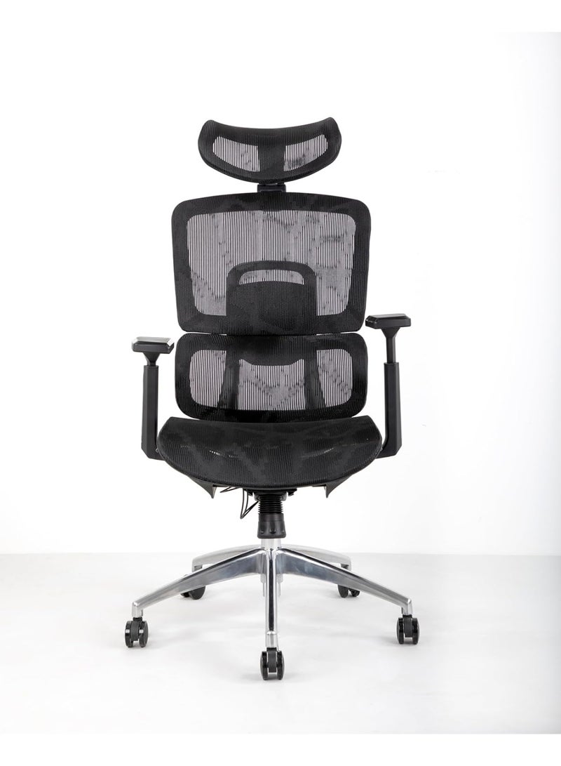 مالتي هوم فيرنيتشر كرسي مكتب MH-896-Black شبكي مريح بالكامل مع مسند رأس قابل للتعديل ومساند ذراع ثلاثية الأبعاد، كرسي دوار عالي الظهر قابل للتهوية مع دعم قطني وكرسي مكتب كمبيوتر تنفيذي قابل للإمالة على قاعدة معدنية - Image 2