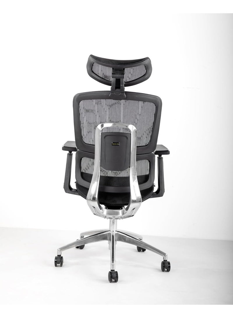 مالتي هوم فيرنيتشر كرسي مكتب MH-896-Black شبكي مريح بالكامل مع مسند رأس قابل للتعديل ومساند ذراع ثلاثية الأبعاد، كرسي دوار عالي الظهر قابل للتهوية مع دعم قطني وكرسي مكتب كمبيوتر تنفيذي قابل للإمالة على قاعدة معدنية - Image 3