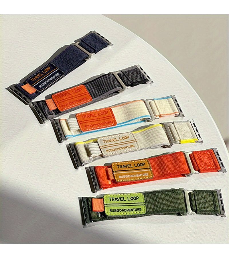 Orange Rugged Nylon Loop Strap For Apple Iwatch 38 40 41mm Sports And Casual - Image 1