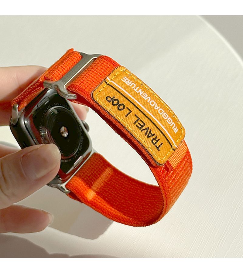 Orange Rugged Nylon Loop Strap For Apple Iwatch 38 40 41mm Sports And Casual - Image 3