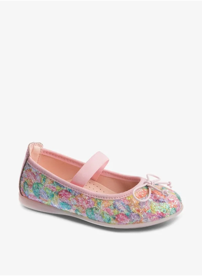 Pablosky Girls Embellished Slip-On Ballerina Shoes with Bow Accent