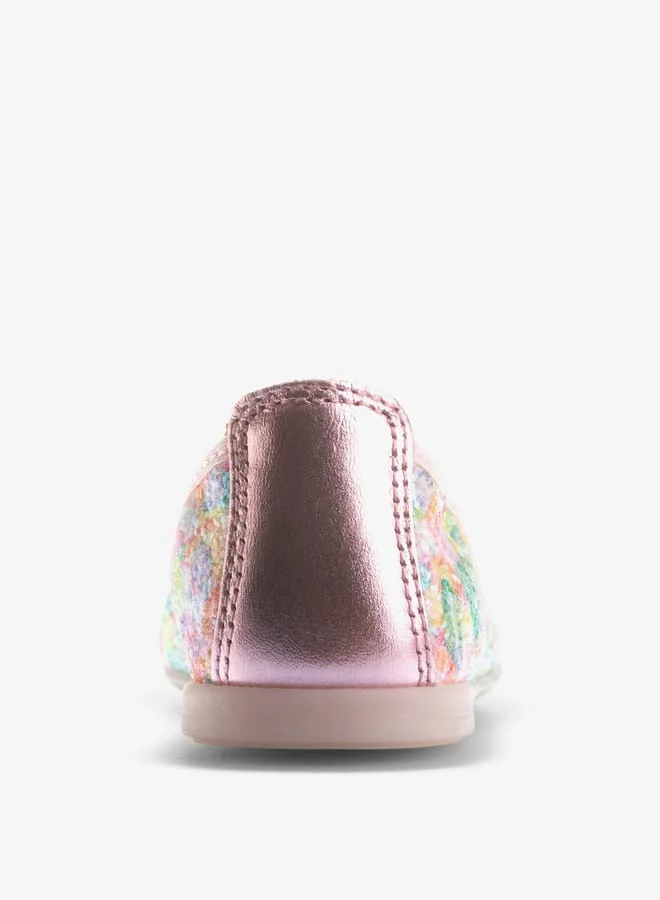 بابلوسكي Girls Embellished Slip-On Ballerina Shoes with Bow Accent