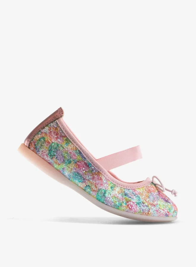 بابلوسكي Girls Embellished Slip-On Ballerina Shoes with Bow Accent