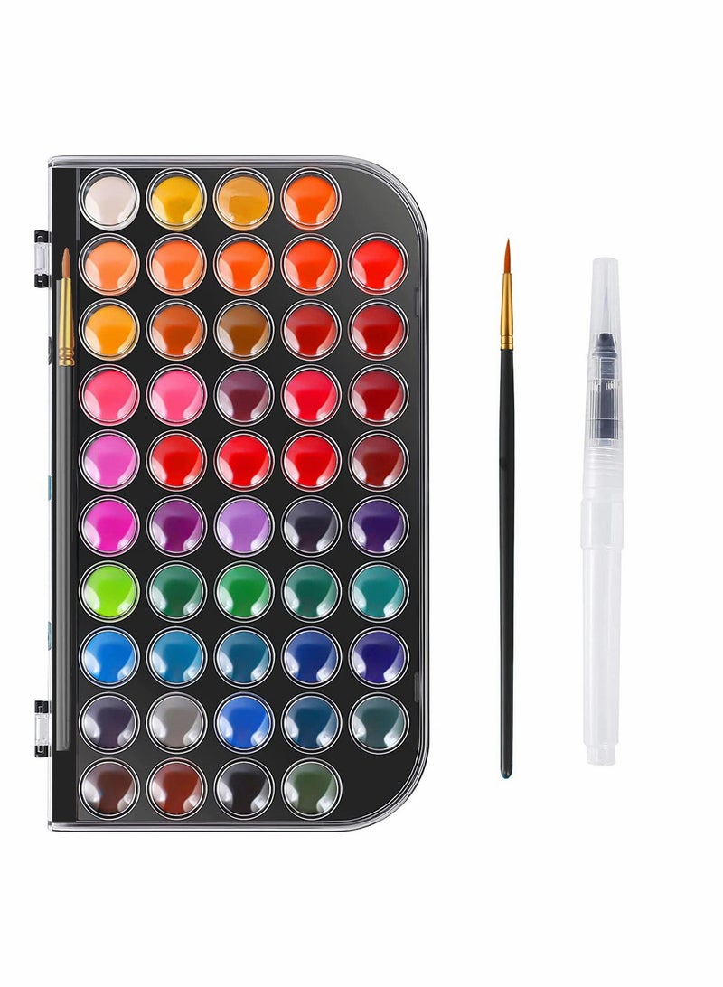 Generic 48 Non-toxic Watercolor Paint Set - 48 Colors with Brush, Refillable Water Brush Pen & Palette, Washable Paints for Kids, Adults & Artists - Perfect for Beginners  - Image 1