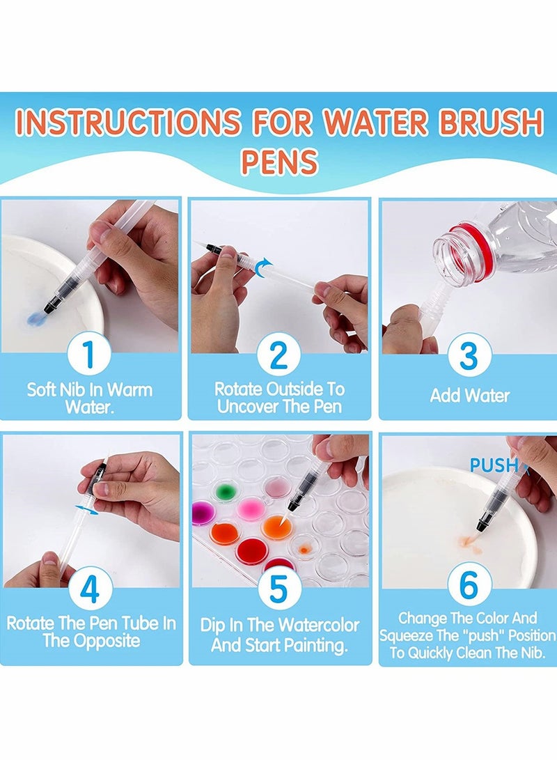 Generic 48 Non-toxic Watercolor Paint Set - 48 Colors with Brush, Refillable Water Brush Pen & Palette, Washable Paints for Kids, Adults & Artists - Perfect for Beginners  - Image 5