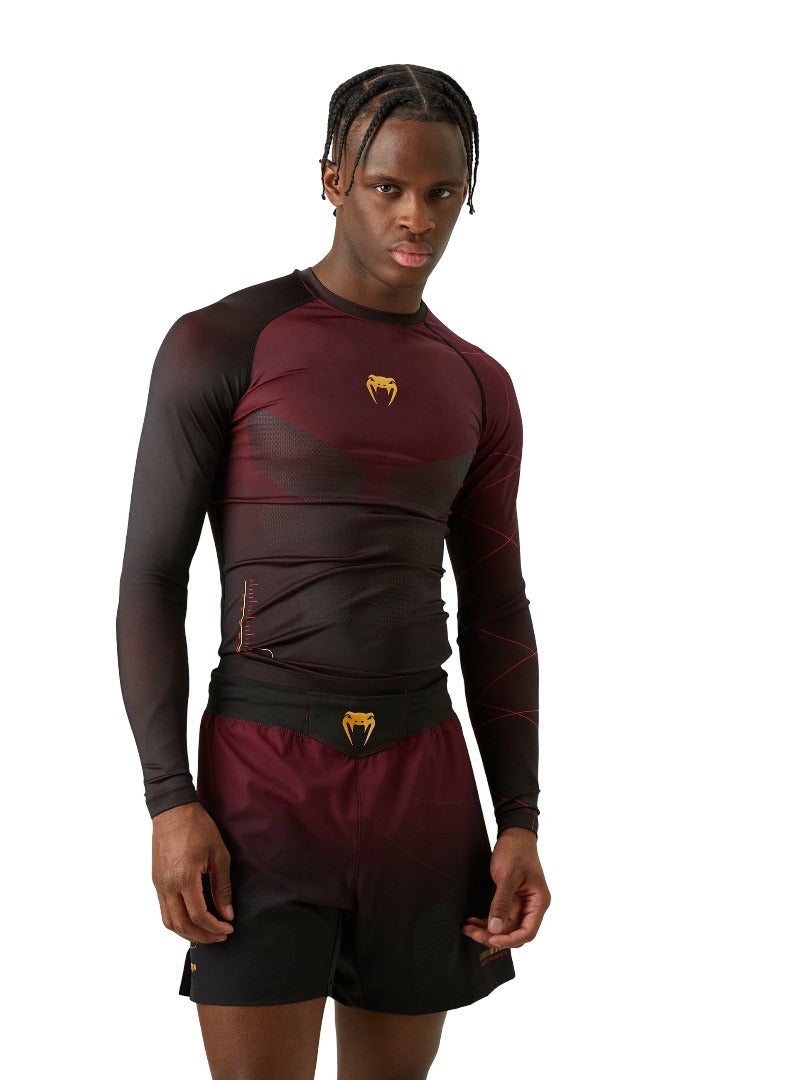 VENUM VENUM TACTICAL XT RASHGUARDS LONG SLEEVES BLACK/BURGUNDY/GOLD  - Image 1
