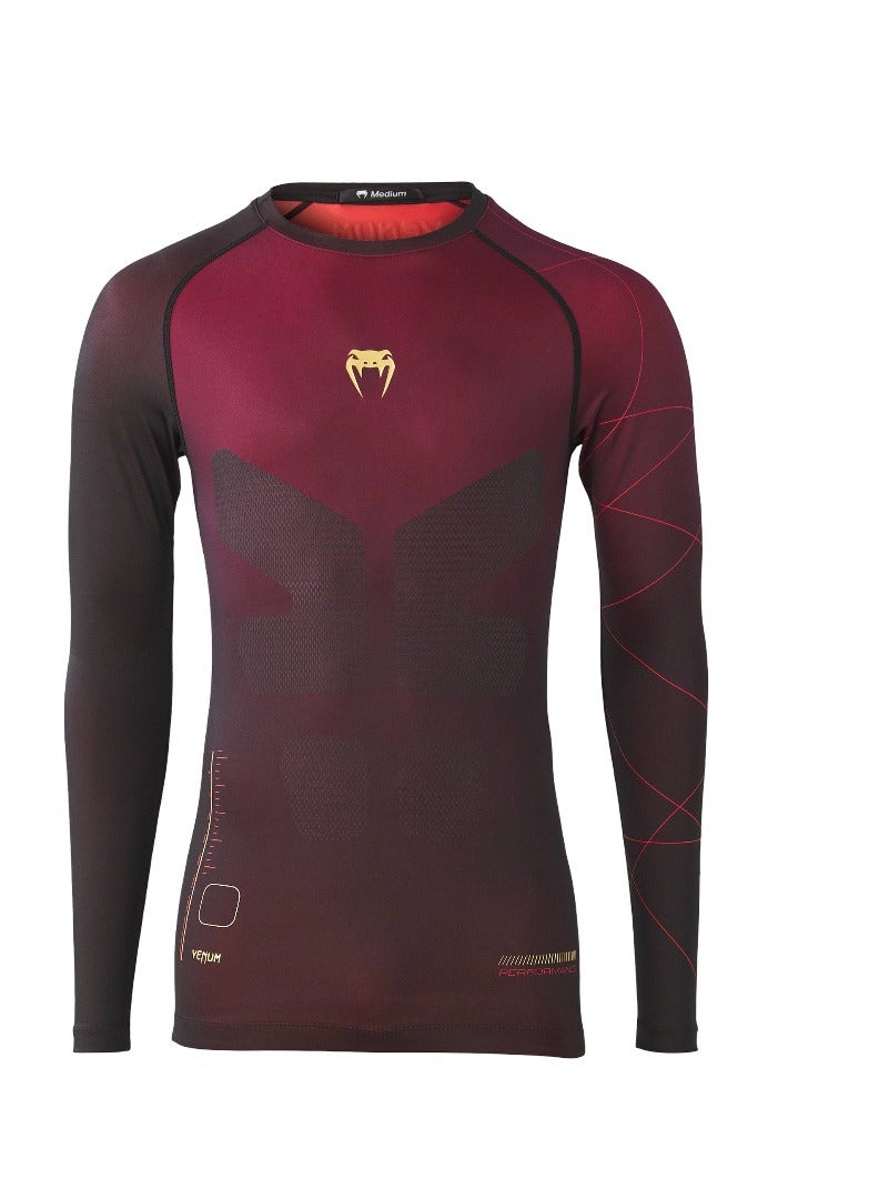 VENUM VENUM TACTICAL XT RASHGUARDS LONG SLEEVES BLACK/BURGUNDY/GOLD  - Image 2