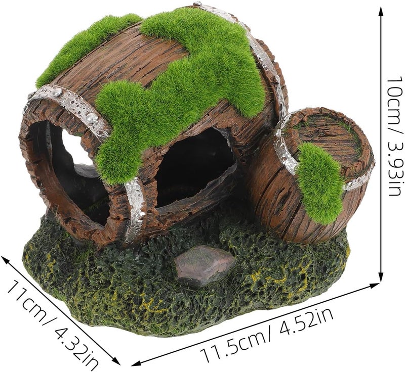 Fish Tank Hide House and Shrimp Shelter Resin Aquarium Cave Hideout with Barrel Design for Betta Fish Tank Landscaping and Aquatic Pets Habitat - Image 2