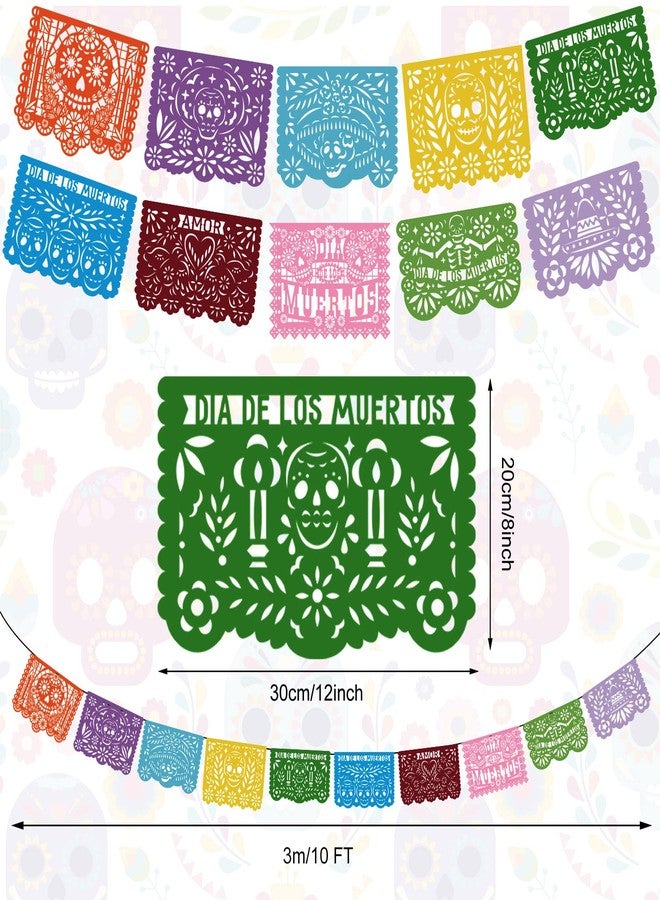 Meanplan 60 Pieces Mexican Party Banners Altar De Ofrendas Supplies Kit Dia De Los Muertos Day of The Dead Decoration Cinco Mayo Papel Picado Colorful Medium Paper Banner Mexican Papel Picado Sheets - Image 2