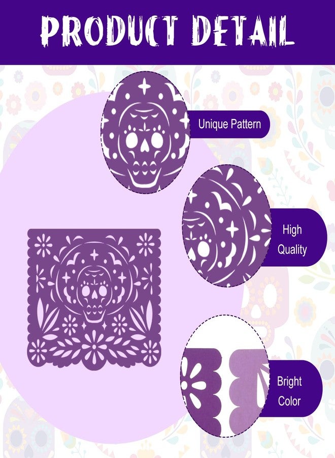 Meanplan 60 Pieces Mexican Party Banners Altar De Ofrendas Supplies Kit Dia De Los Muertos Day of The Dead Decoration Cinco Mayo Papel Picado Colorful Medium Paper Banner Mexican Papel Picado Sheets - Image 3