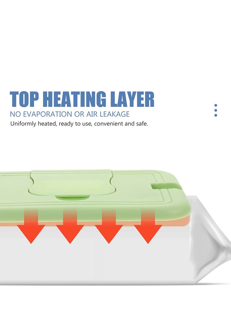 SYOSI سخان مناديل الأطفال، سخان مناديل الأطفال، الراحة في المناديل والمناديل المبللة، موزع مناديل الأطفال، موزع مناديل مبللة USB، سخان مناديل الحفاضات المحمول، التحكم في درجة الحرارة، أخضر - Image 4