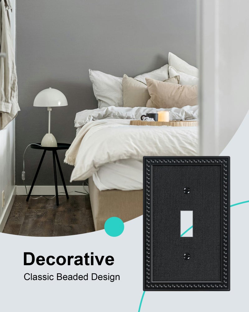 TREEWELL 2-Pack Single Toggle Light Switch Cover Plate, Pearls Decorative Switch Plate Covers, Unbreakable Polycarbonate, Black 1 Gang Wall Plate, Corrosion Resistant - Image 4