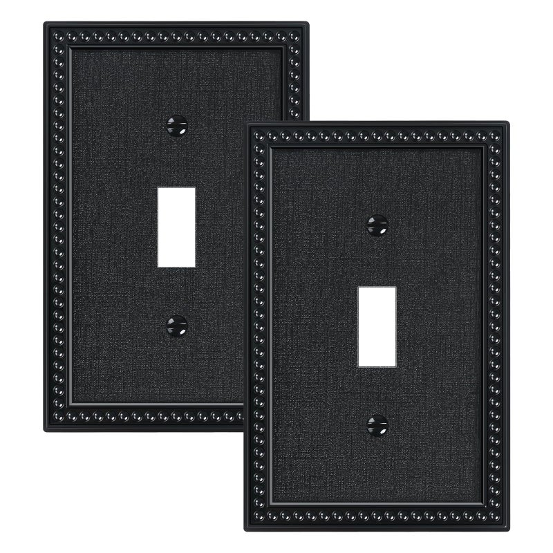 TREEWELL 2-Pack Single Toggle Light Switch Cover Plate, Pearls Decorative Switch Plate Covers, Unbreakable Polycarbonate, Black 1 Gang Wall Plate, Corrosion Resistant - Image 1