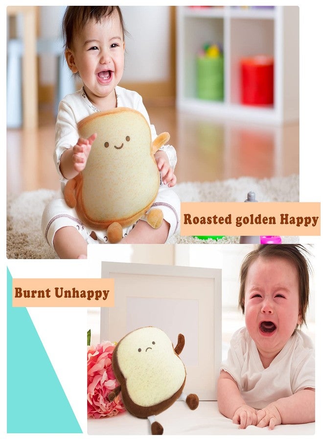 Yookeer وسادتان على شكل خبز توست 2 أسلوب وسادة طعام مضحكة تعبير وجه محشوة وسادة توست محشوة وسادة أريكة طعام لعبة محشوة للأطفال والبالغين ديكور المنزل والغرفة - Image 4