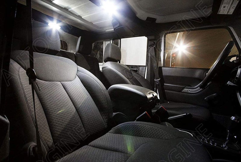 AUTOGINE 7 Piece CANBUS LED Interior Light Kit for Jeep Wrangler JK 2-Door 2007 2008 2009 2010 2011 2012 2013 2014 2015 2016 2017 2018 Super Bright 6000K White LED Bulbs Package + Install Tool - Image 4