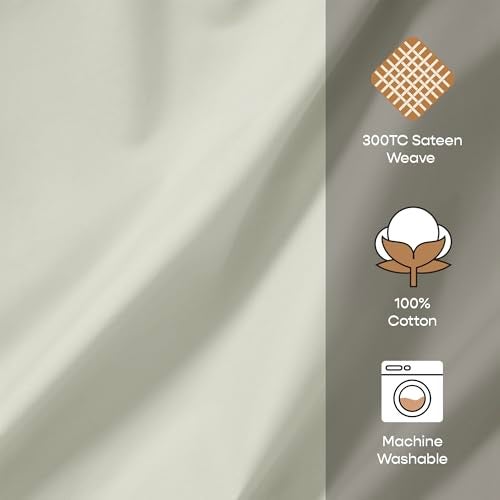 SleepyCat Sateen Duvet Cover | 100% Cotton | 300TC Sateen Weave with Corner Ties & Zipper Closure | Oeko-TEX & AZO Free - Mineral (Single Size, 90x60 Inches) - Image 3