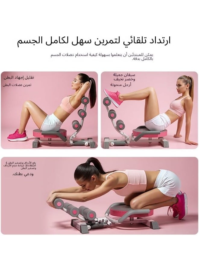 LBMT Sit Up Exercise Equipment,Creative Ab Workout Equipment for Home,Portable Crunch Core Muscle Fitness Equipment Push-Up Bar With Non-Slip Foam and Grips,Waist Twister Machine Exercise, Foldable and Portable for Home/Gym Training(Pink) - Image 3