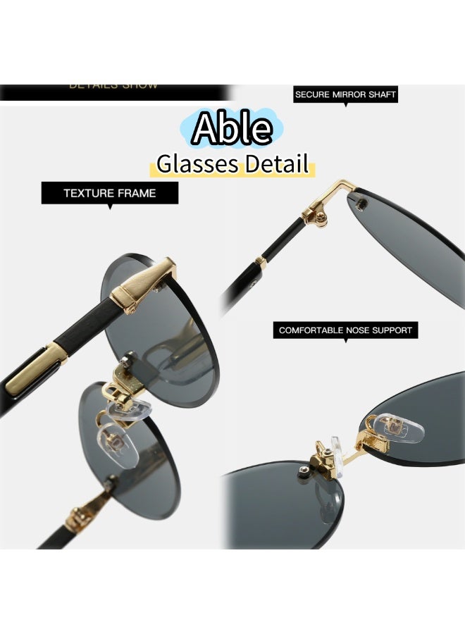 ABLE 【2025New Glasses】Women's polarized oval fashion sunglasses - UV400 UV protection, high-definition anti-glare, black gold frame - suitable for fishing/shopping/driving/traveling/parties, fashionable facial accessories, popular online item - Image 2
