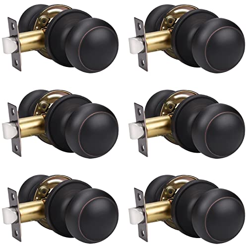 KNOBWELL 6 Pack Oil Rubbed Bronze Closet Door Knobs Passage Door Set, Hallway/Closet Keyless Door Knobs - Image 1