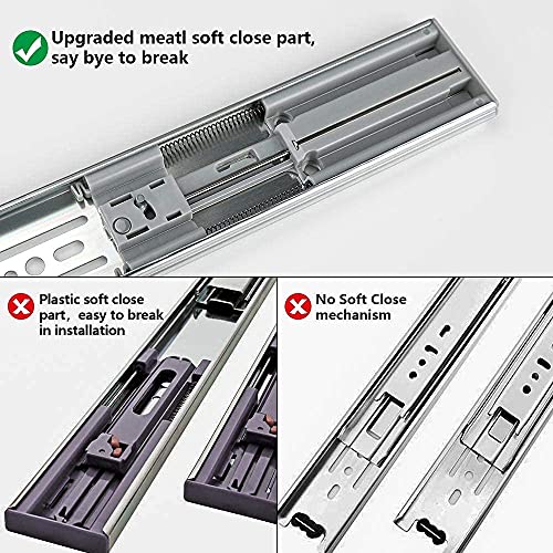 LONTAN 16 inch Heavy Duty Soft Close Drawer Slides 1 Pair 3 Fold Full Extension Ball Bearing Drawer Glides Side Mount Cabinet Rails with Rear Mounting Brackets 100lb Capacity - Image 5