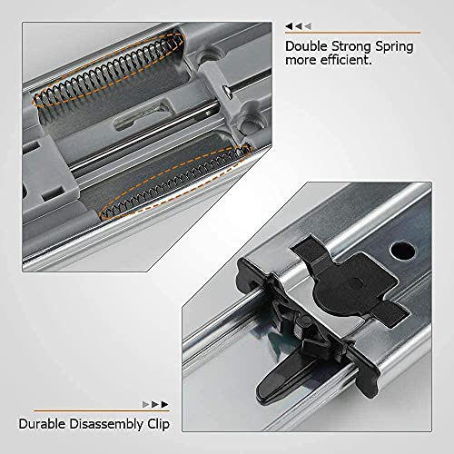 LONTAN 16 inch Heavy Duty Soft Close Drawer Slides 1 Pair 3 Fold Full Extension Ball Bearing Drawer Glides Side Mount Cabinet Rails with Rear Mounting Brackets 100lb Capacity - Image 4