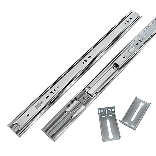 LONTAN 16 inch Heavy Duty Soft Close Drawer Slides 1 Pair 3 Fold Full Extension Ball Bearing Drawer Glides Side Mount Cabinet Rails with Rear Mounting Brackets 100lb Capacity - Image 1