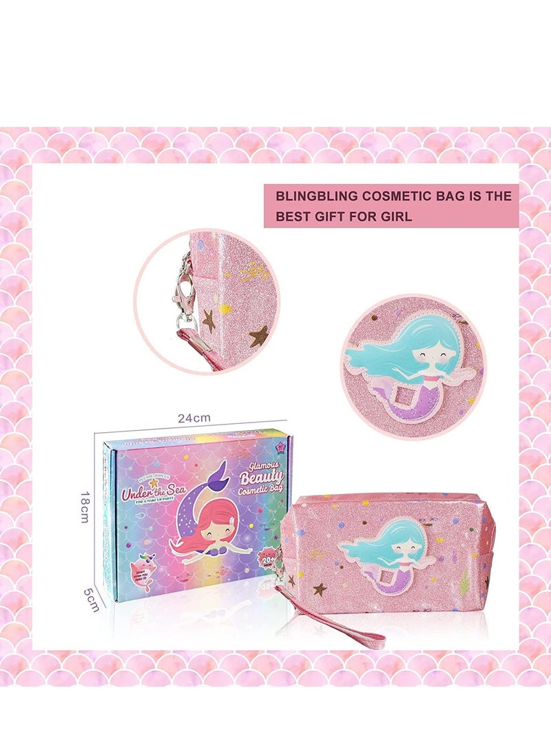 21 Piece Kids Makeup Set for Girls Washable Makeup Set with Makeup Bag Safe and Non-toxic Kids Makeup Set Pretend Play Makeup Set Birthday Gift for Kids 3-10 Years Old (B)  - Image 5