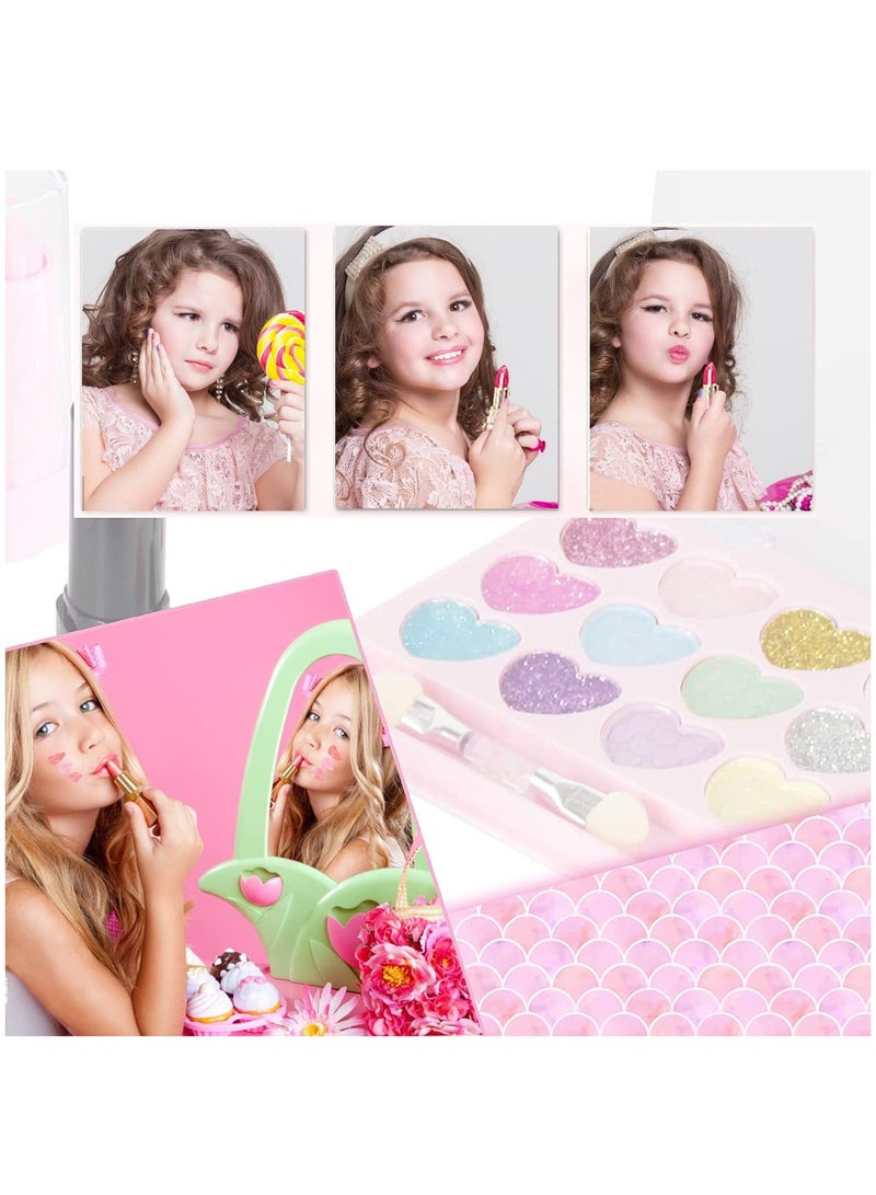 21 Piece Kids Makeup Set for Girls Washable Makeup Set with Makeup Bag Safe and Non-toxic Kids Makeup Set Pretend Play Makeup Set Birthday Gift for Kids 3-10 Years Old (B)  - Image 4
