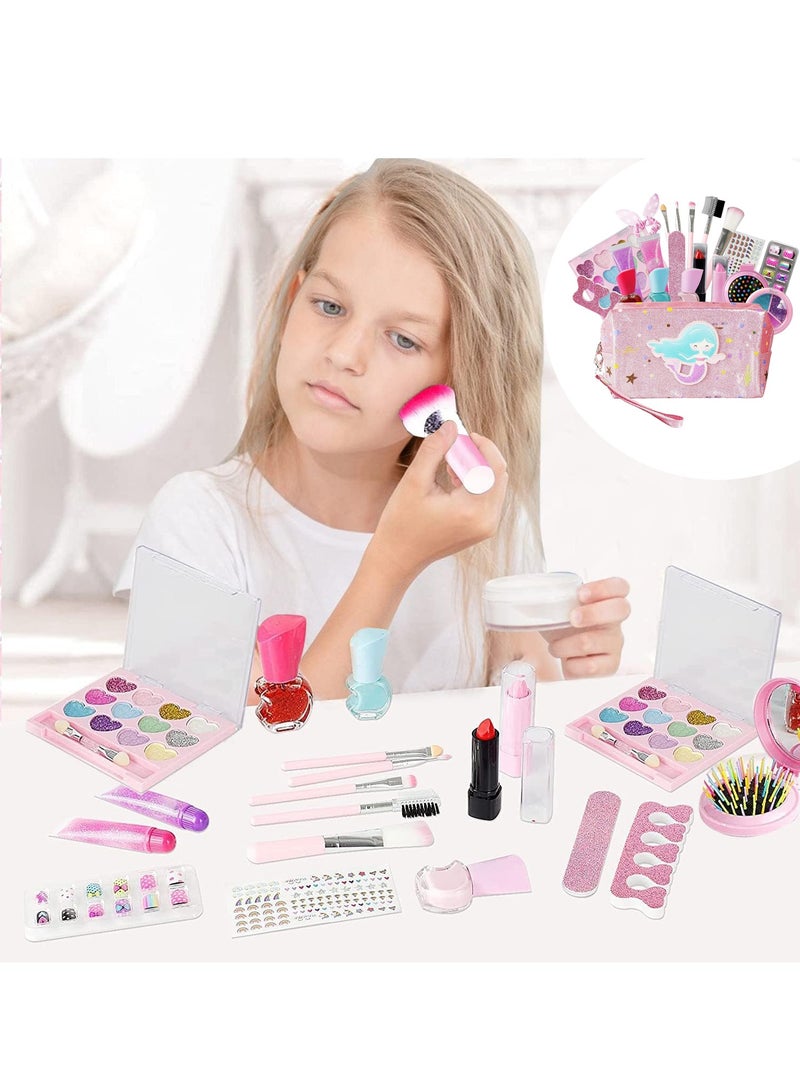 21 Piece Kids Makeup Set for Girls Washable Makeup Set with Makeup Bag Safe and Non-toxic Kids Makeup Set Pretend Play Makeup Set Birthday Gift for Kids 3-10 Years Old (B)  - Image 1
