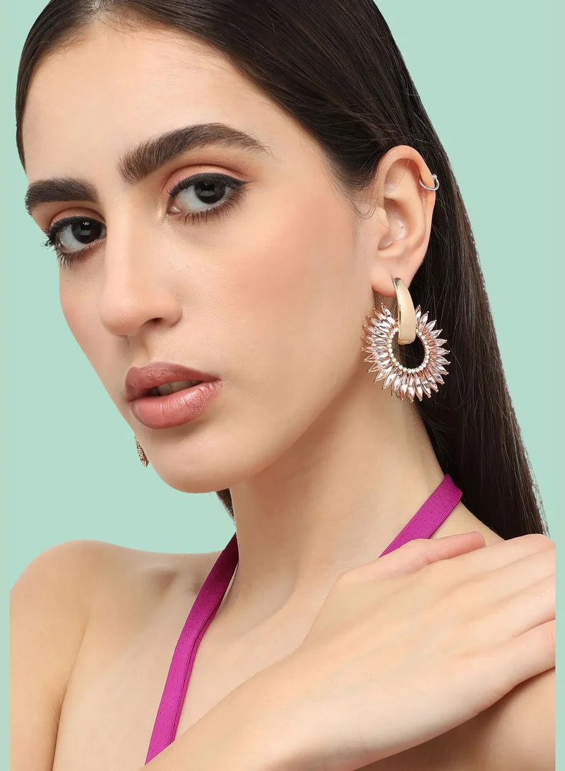 سوهي اقراط متدلية مزينة باحجار مطلية بالذهب للحفلات للنساء