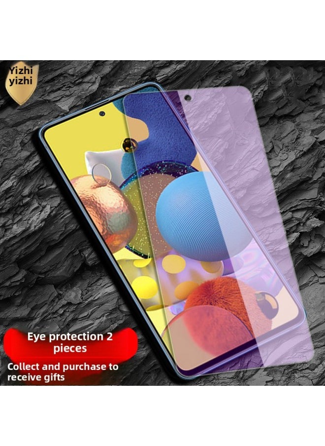 Generic For Samsung Galaxy A51 Tempered Film 5G/4G Full Screen SM-A5160 Coverage A515F Mobile Phone A51 High-Colour:[eye Protection Version] 2 Pieces*full Screen Anti-blue Light*free Film Application Tool + Fiber Back Film-Size:Samsung Galaxy A51  - Image 1
