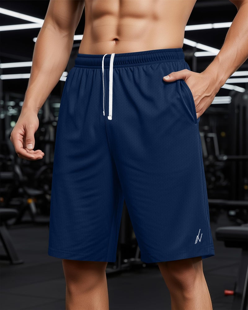 NY Threads 3 Pack Men's Athletic Shorts Quick Dry Lightweight Workout Running Gym Shorts with Pockets, XX-Large, Black/Navy/Medium Grey - Image 3