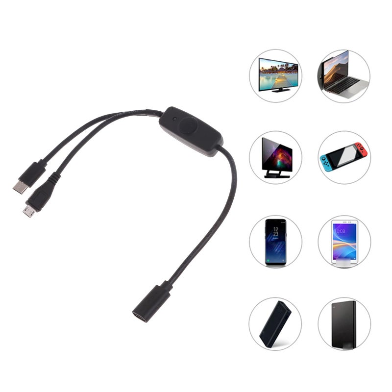 Multi Port USB C Charger Cable With Switches For Phone And Tablet Long Cord - Image 3
