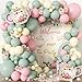 jenlion 102pcs Tea Party Decorations Balloon Garland Arch Kit with 2 Giant Floral Teapot Foil Balloons 1812105 Inch Sage Green Dusty Pink Cream Latex for Girls BirthdayGarden Bridal Shower - Image 2