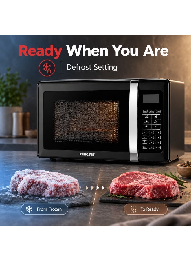 NIKAI Microwave Oven, Digital Touch Control, Child Safety-Lock, 10/11 Power Levels And 6 Auto Menus, Cooking End Signal, Touch Control Panel, Convenient Pull Hand Door 20 L 700 W NM02010DBX Black - Image 5