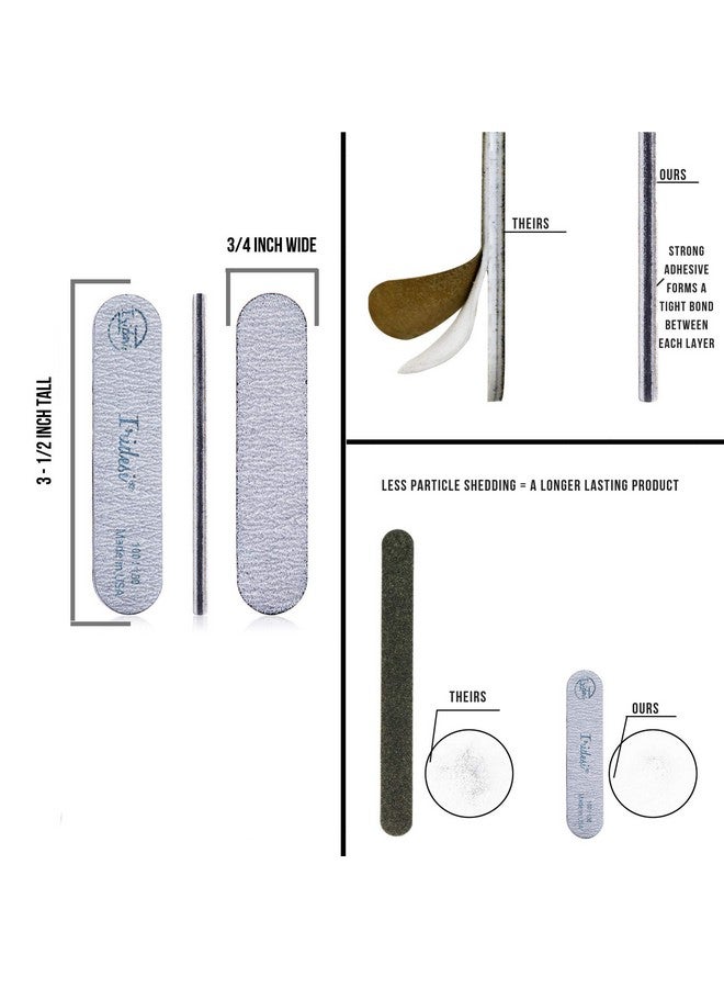 Iridesi Mini Zebra Nail File 100 180 Emery Boards 3.5 Inches Long By .75 Inches Wide Fingernail Filers Per Pack 50 - Image 3