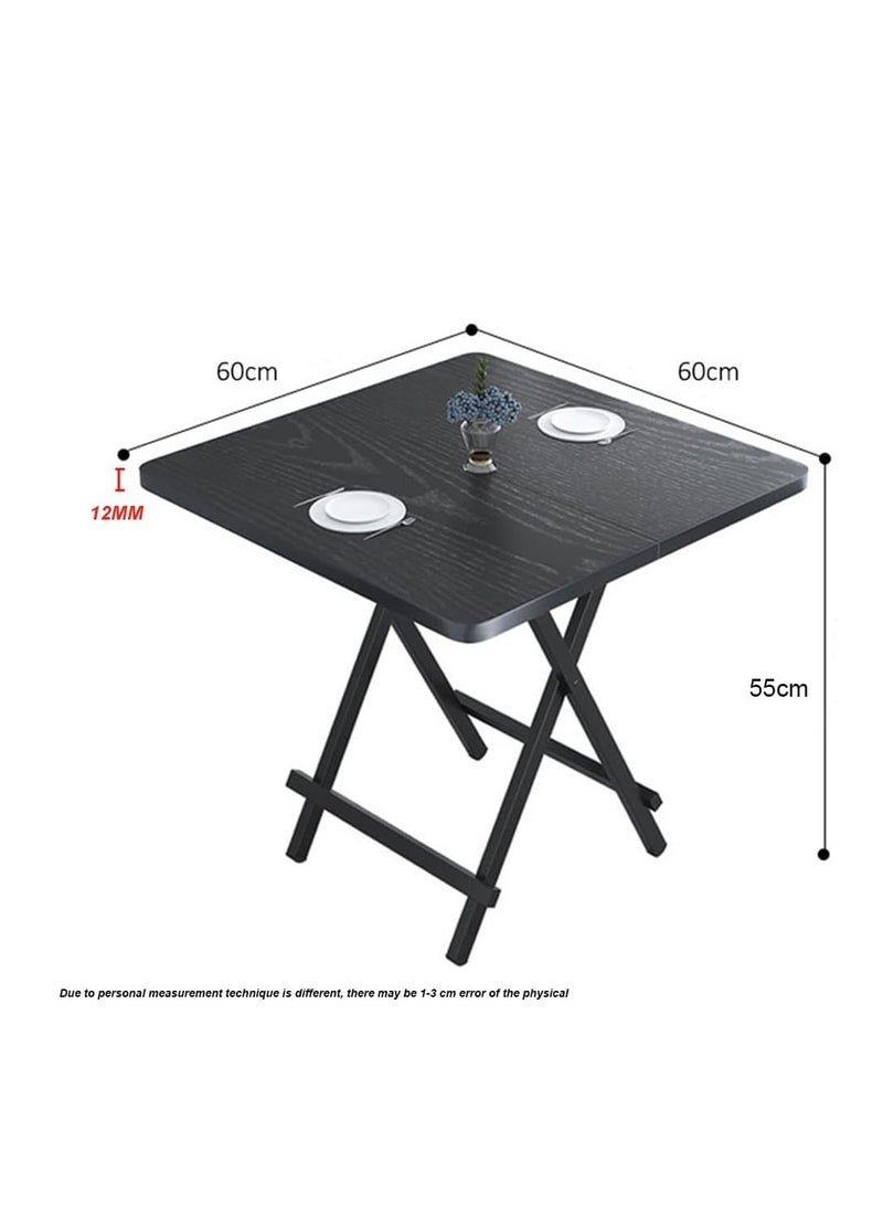 Generic Foldable Picnic Table, Portable Camping Table Desk Simple Design Space Saving Dinner Table, Heavy Duty Collapsible Folding Dining Table for Home Living Room Kitchen Garden (Black/Black, 60CM)  - Image 2