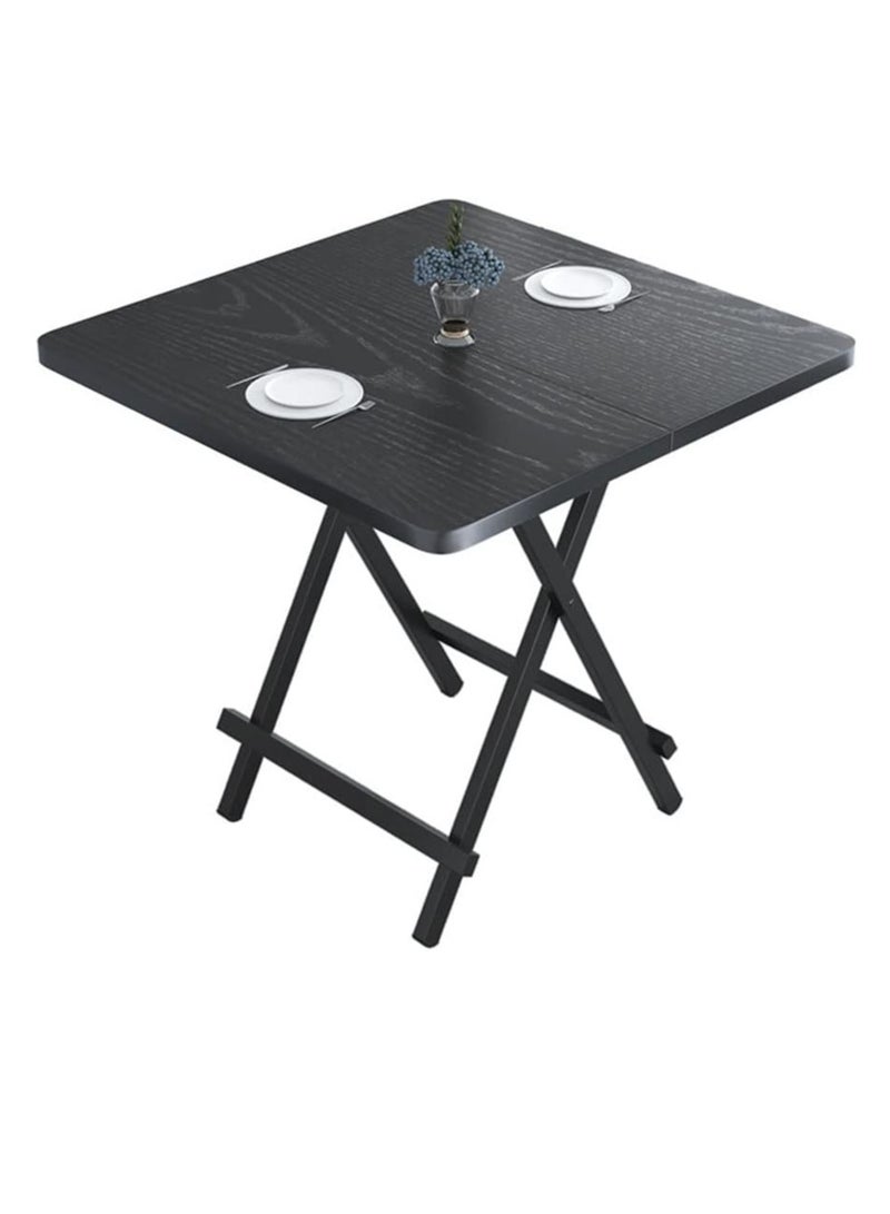 Generic Foldable Picnic Table, Portable Camping Table Desk Simple Design Space Saving Dinner Table, Heavy Duty Collapsible Folding Dining Table for Home Living Room Kitchen Garden (Black/Black, 60CM)  - Image 1