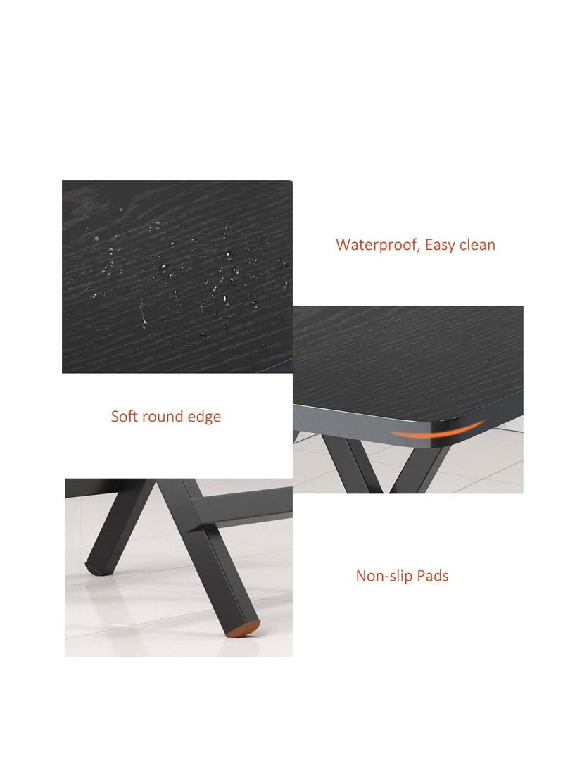 Generic Foldable Picnic Table, Portable Camping Table Desk Simple Design Space Saving Dinner Table, Heavy Duty Collapsible Folding Dining Table for Home Living Room Kitchen Garden (Black/Black, 60CM)  - Image 4