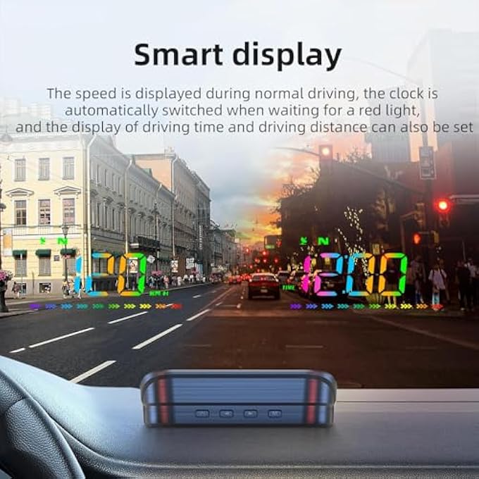 Azonee شاشة عرض أمامية مع عداد سرعة GPS M23S للسيارة، خط ملون مع سرعة ميل في الساعة، بوصلة، اتجاه، مسافة السفر، وقت السفر، تنبيه السرعة وشاشة عالية الدقة، كابل USB، توصيل وتشغيل - Image 3