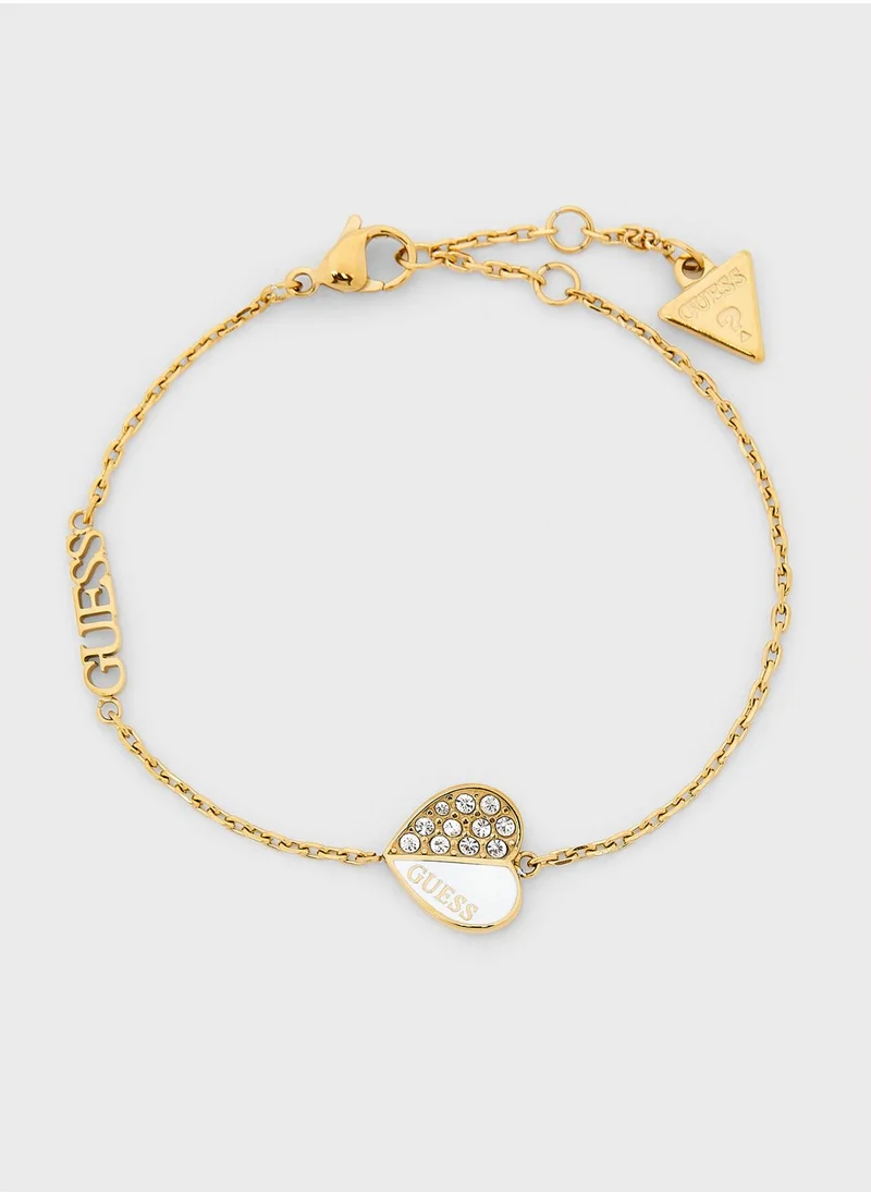GUESS Pave Heart Charm Bracelet