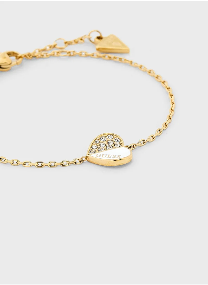 GUESS Pave Heart Charm Bracelet