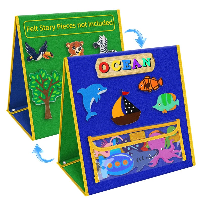 AKAYOK Foldable Felt Board for Toddlers DoubleSided Flannel Boards Stories for Preschool Learning Interactive Storytelling Play 33 x 12 Portable Patch Board for Kids Home Classroom Use - Image 2