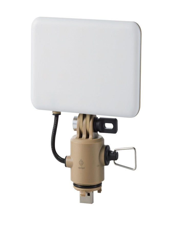 ELECOM NESTOUT Outdoor Camping LED Panel Flashlight w/ Mini Tripod, Dimmable USB Powered LED Light, IP44 Water Dust Resistant, 30-1000 Lumen, Portable Lantern for NESTOUT Power Bank, Beige (Flash-1) - Image 1