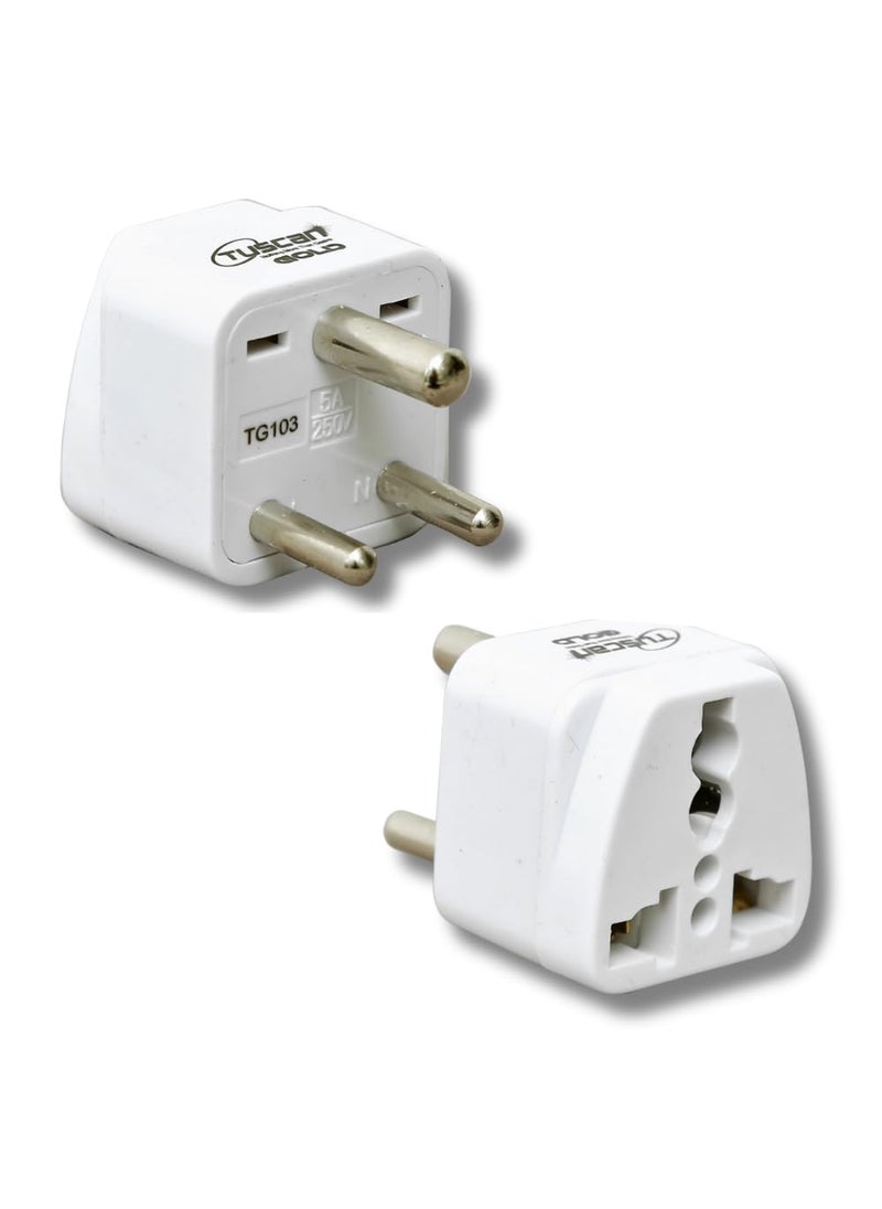 HI PLASST PINS N PLUGS HiPLASST USA to India Converter Plug Charger with Universal Socket Pack of 2  - Image 1