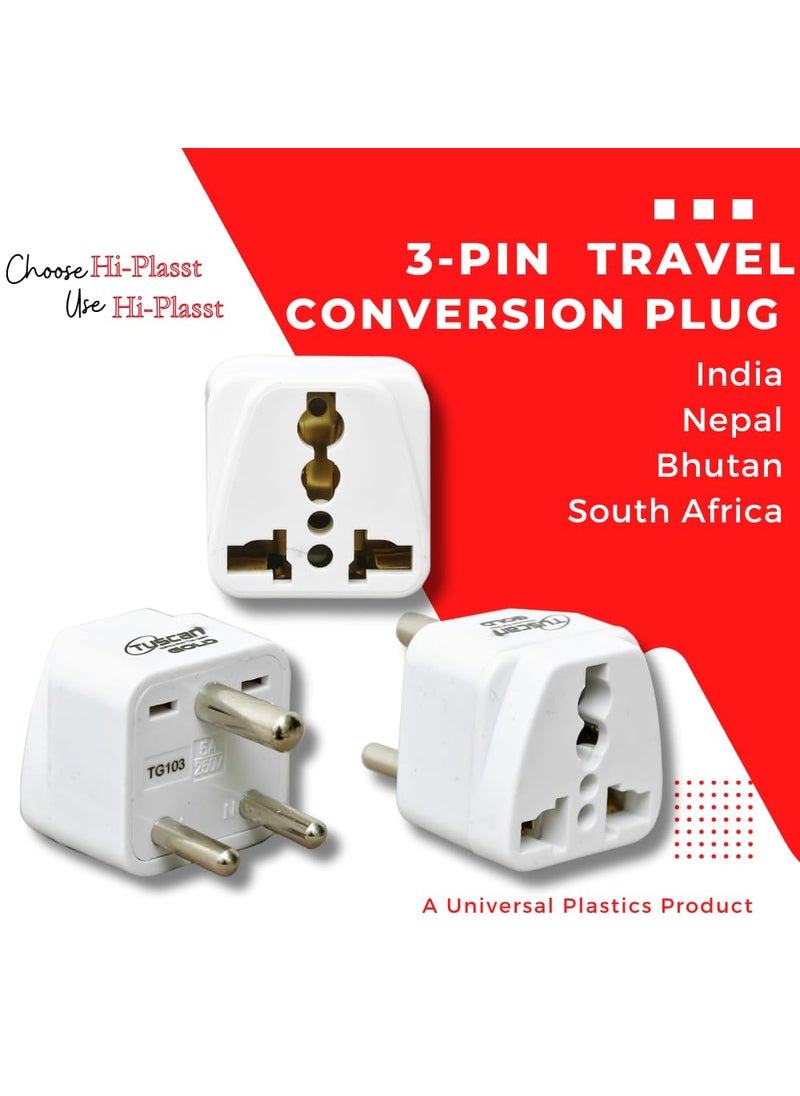 HI PLASST PINS N PLUGS HiPLASST USA to India Converter Plug Charger with Universal Socket Pack of 2  - Image 5