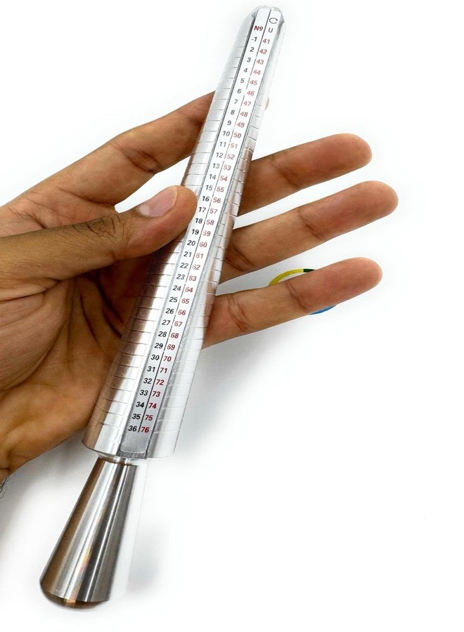 Aone Premium Universal Ring Sizing Set Including Ring Stick & Ring Sizer Gauge in Wooden Box with International Markings for Measuring Finger Ring, Jewellery Making & Repair - Image 5