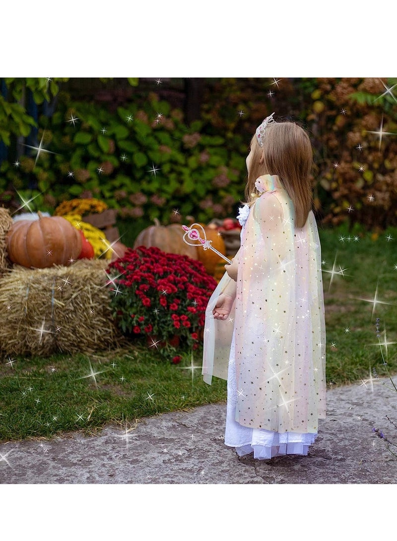 7-Piece Princess Cape Set for Girls with Tiara, Wand & Colorful Cloaks - Perfect for Dress-Up & Role Play - Image 4
